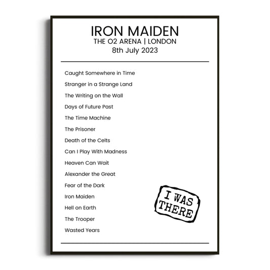 Iron Maiden London 08 July 2023 Setlist Poster