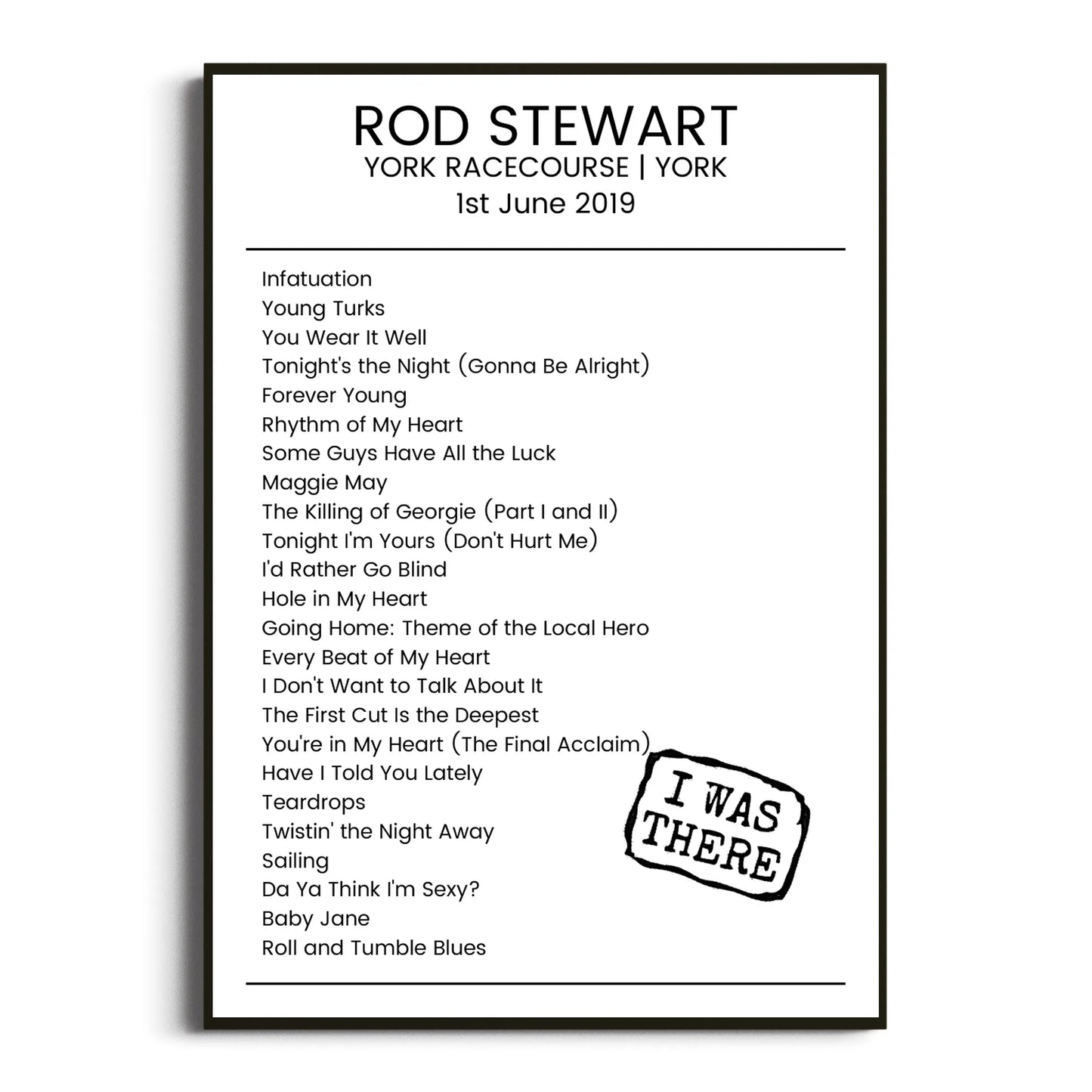 Rod Stewart York 01 June 2019 Setlist Poster