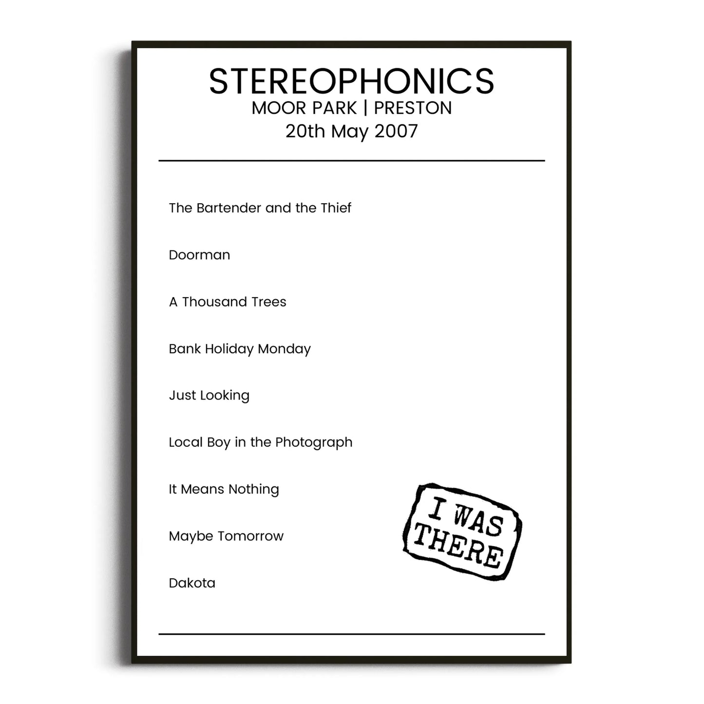 Stereophonics Preston 20 May 2007 Setlist Poster