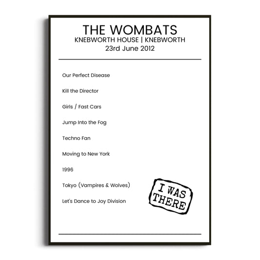 The Wombats Knebworth 23 June 2012 Setlist Poster