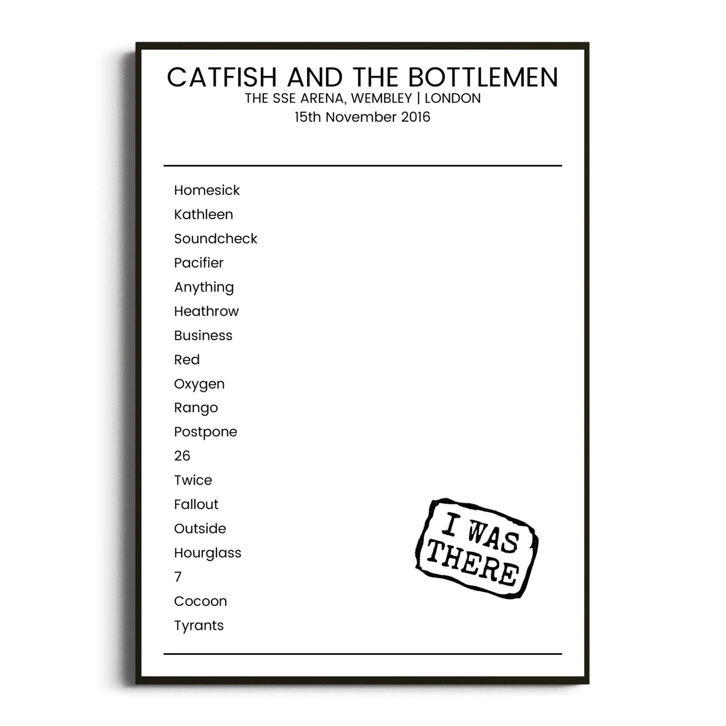 Catfish and the Bottlemen London 15 November 2016 Setlist Poster