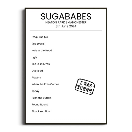 Sugababes Manchester 08 June 2024 Setlist Poster