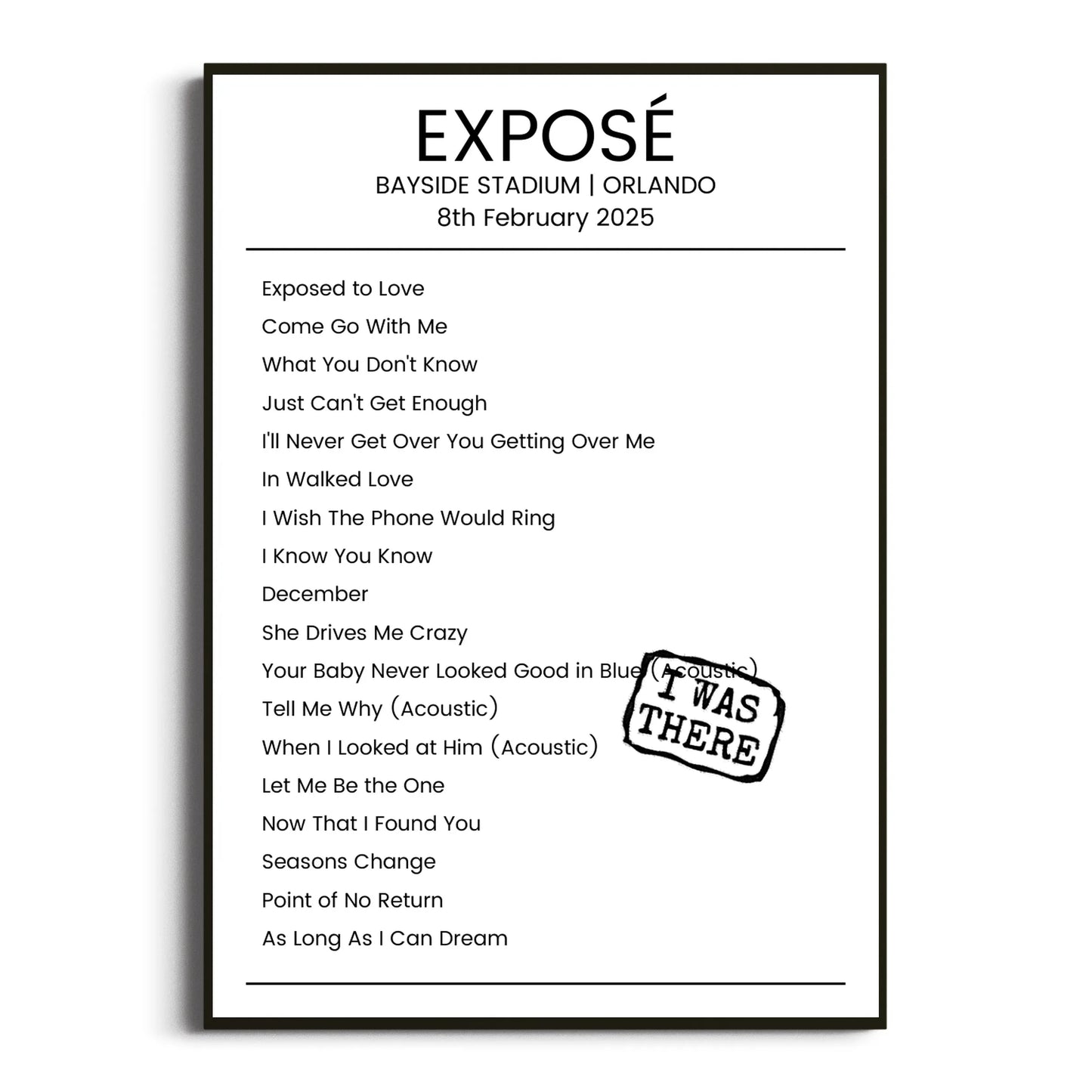 Exposé Orlando 08 February 2025 Setlist Poster