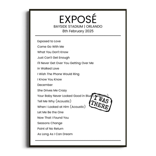 Exposé Orlando 08 February 2025 Setlist Poster