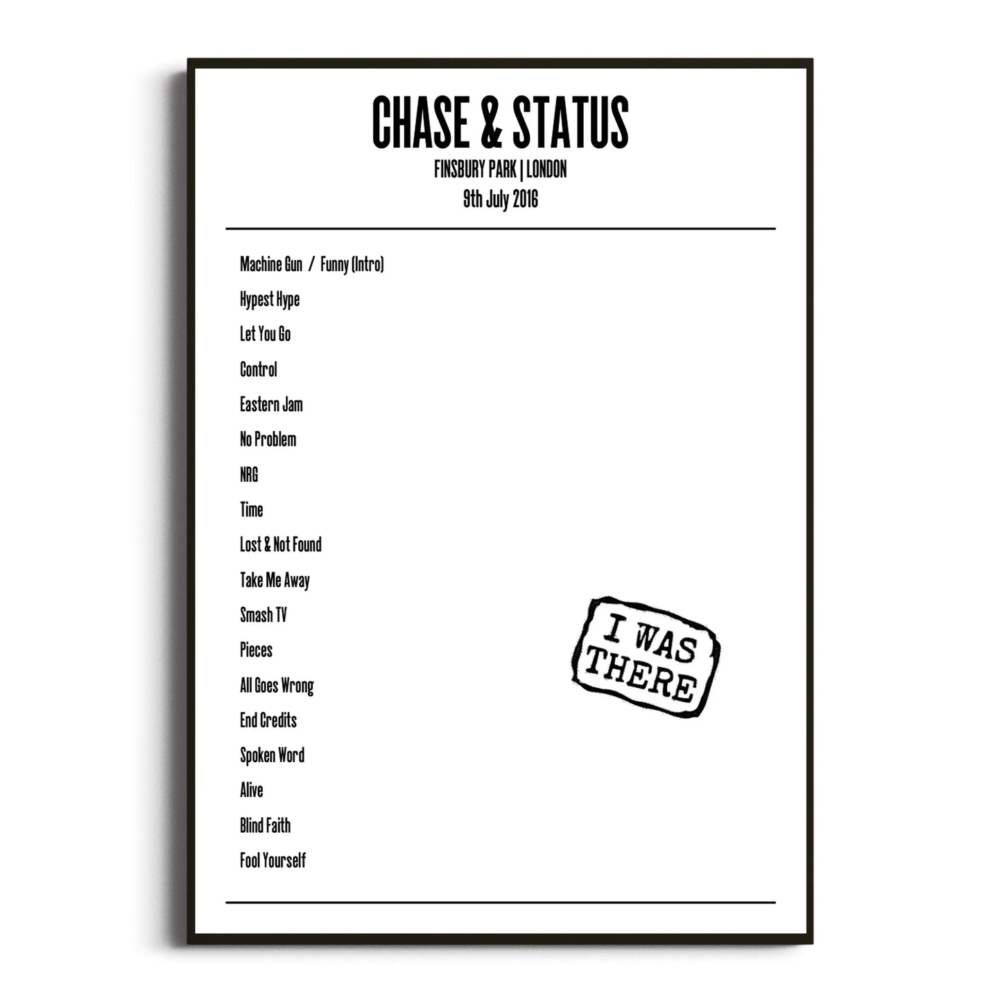 Chase & Status London 09 July 2016 Setlist Poster