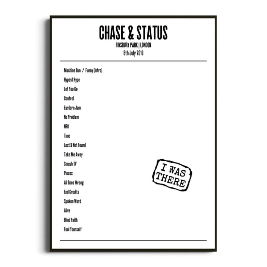 Chase & Status London 09 July 2016 Setlist Poster