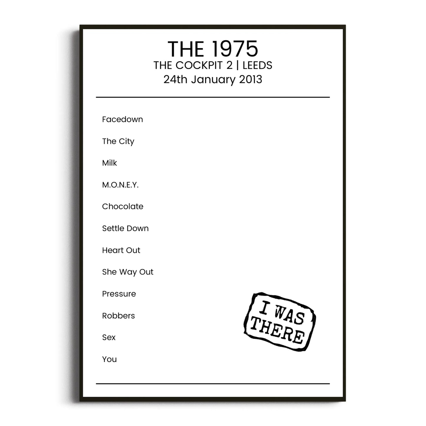 The 1975 Leeds 24 January 2013 Setlist Poster