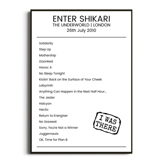 Enter Shikari London 26 July 2010 Setlist Poster