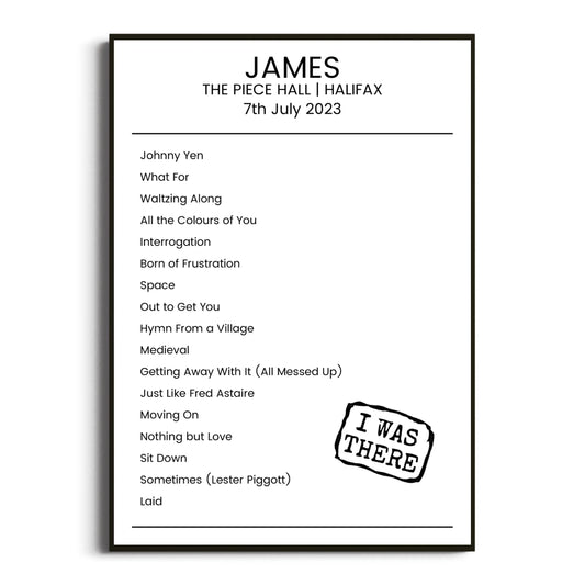 James Halifax 07 July 2023 Setlist Poster