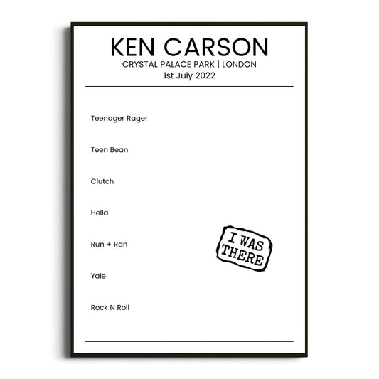 Ken Carson London 01 July 2022 Setlist Poster