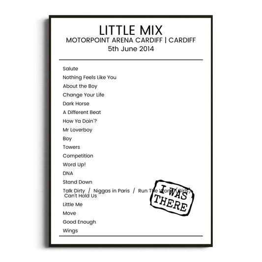 Little Mix Cardiff 05 June 2014 Setlist Poster