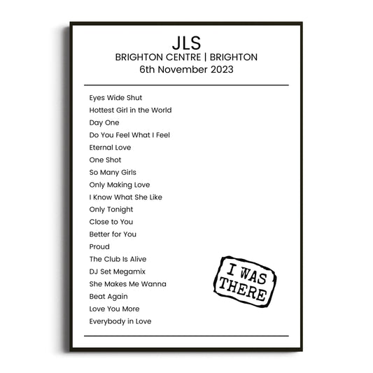 JLS Brighton 06 November 2023 Setlist Poster