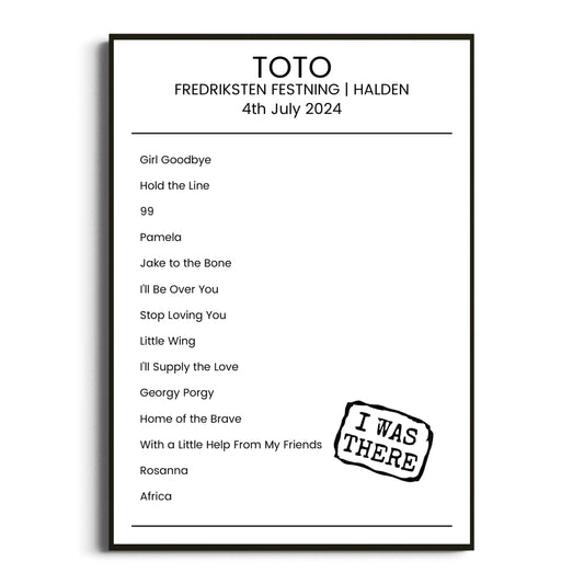 Toto Halden 04 July 2024 Setlist Poster