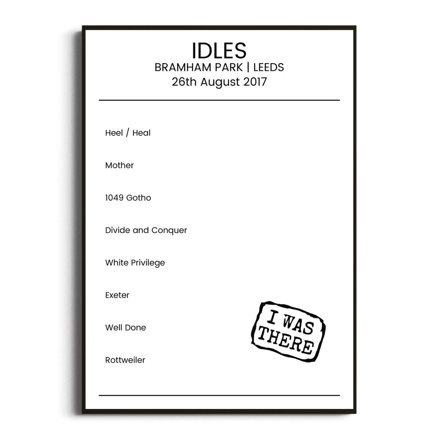 IDLES Leeds 26 August 2017 Setlist Poster