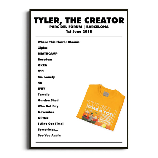 Tyler, The Creator Barcelona 01 June 2018 Setlist Poster