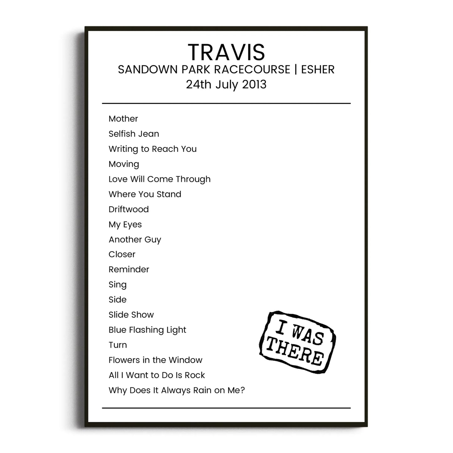 Travis Esher 24 July 2013 Setlist Poster