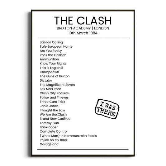 The Clash London 10 March 1984 Setlist Poster