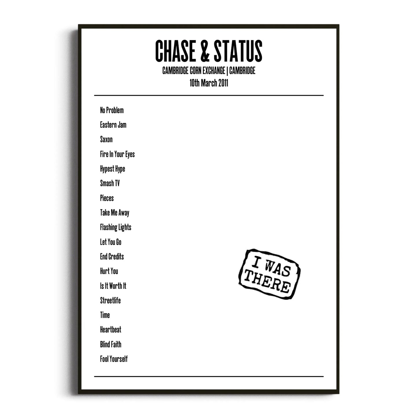 Chase & Status Cambridge 10 March 2011 Setlist Poster