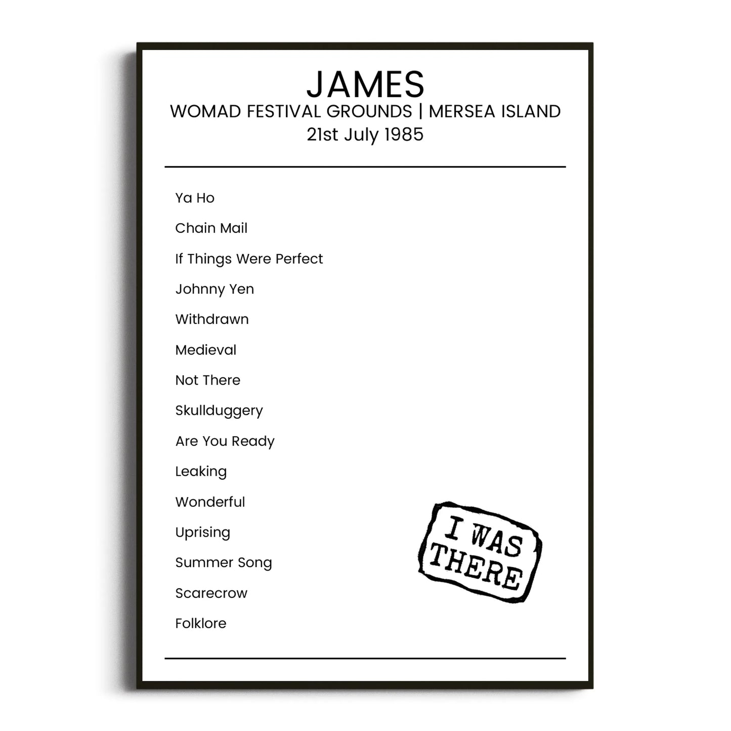 James Mersea Island 21 July 1985 Setlist Poster