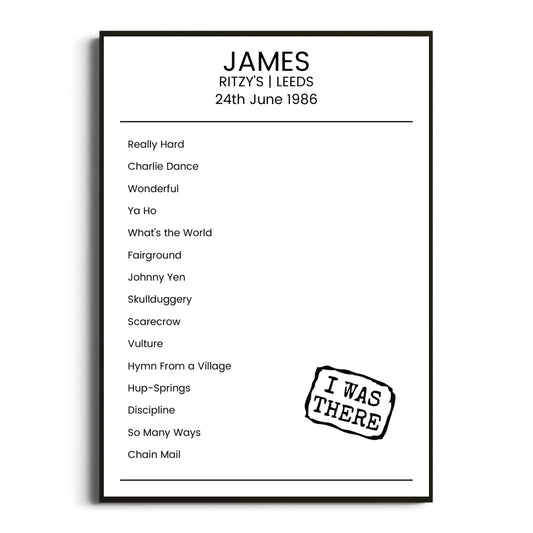 James Leeds 24 June 1986 Setlist Poster