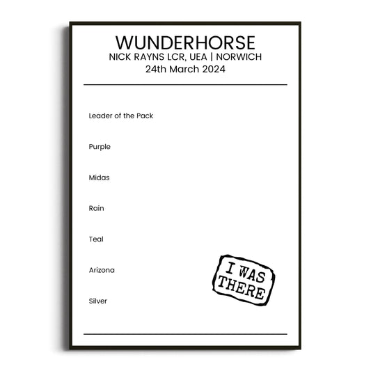 Wunderhorse Norwich 24 March 2024 Setlist Poster