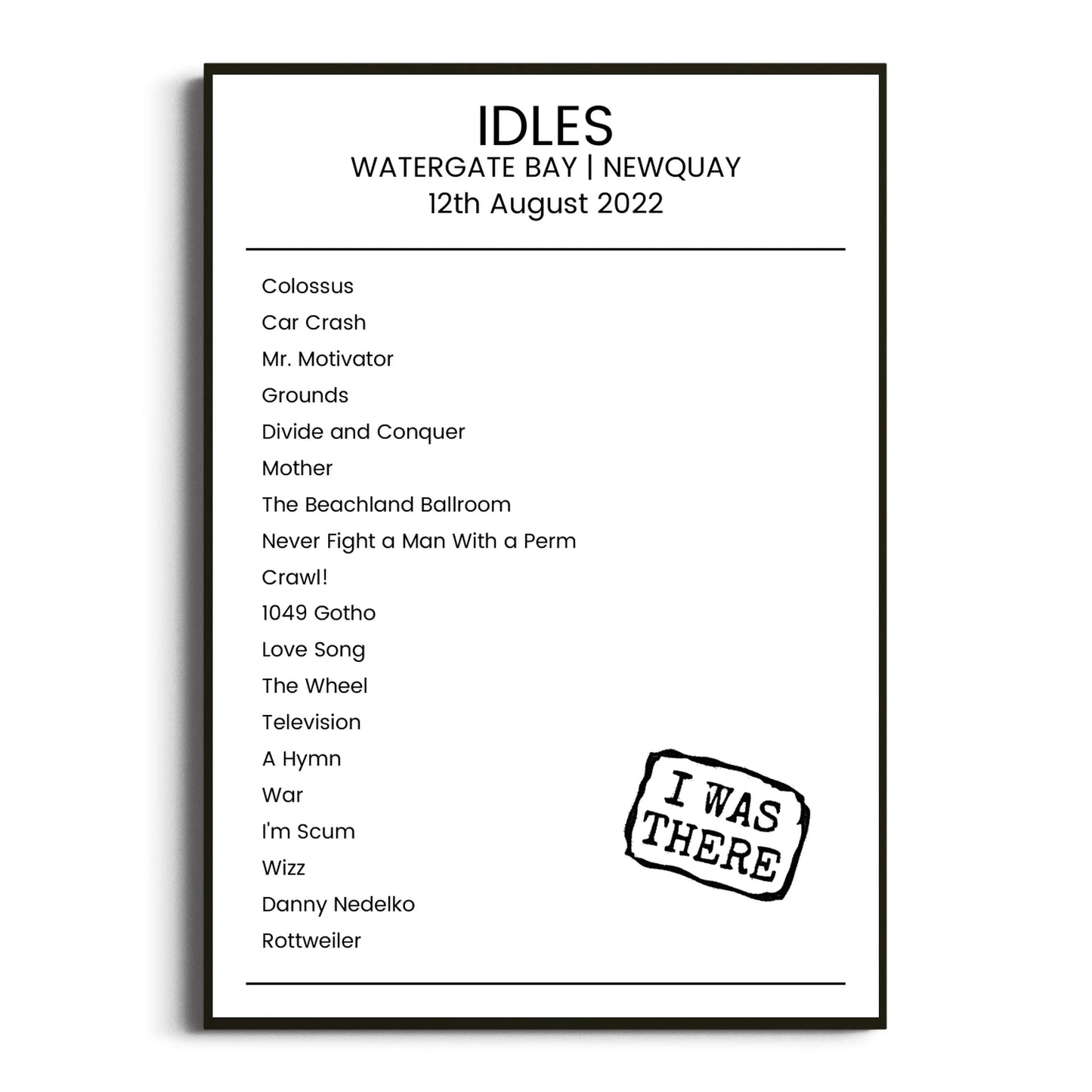 IDLES Newquay 12 August 2022 Setlist Poster