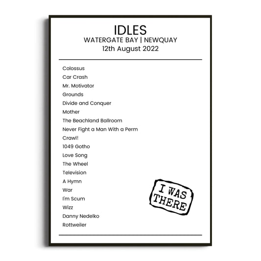 IDLES Newquay 12 August 2022 Setlist Poster