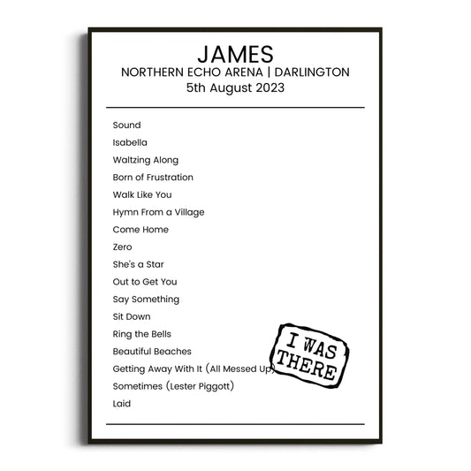 James Darlington 05 August 2023 Setlist Poster