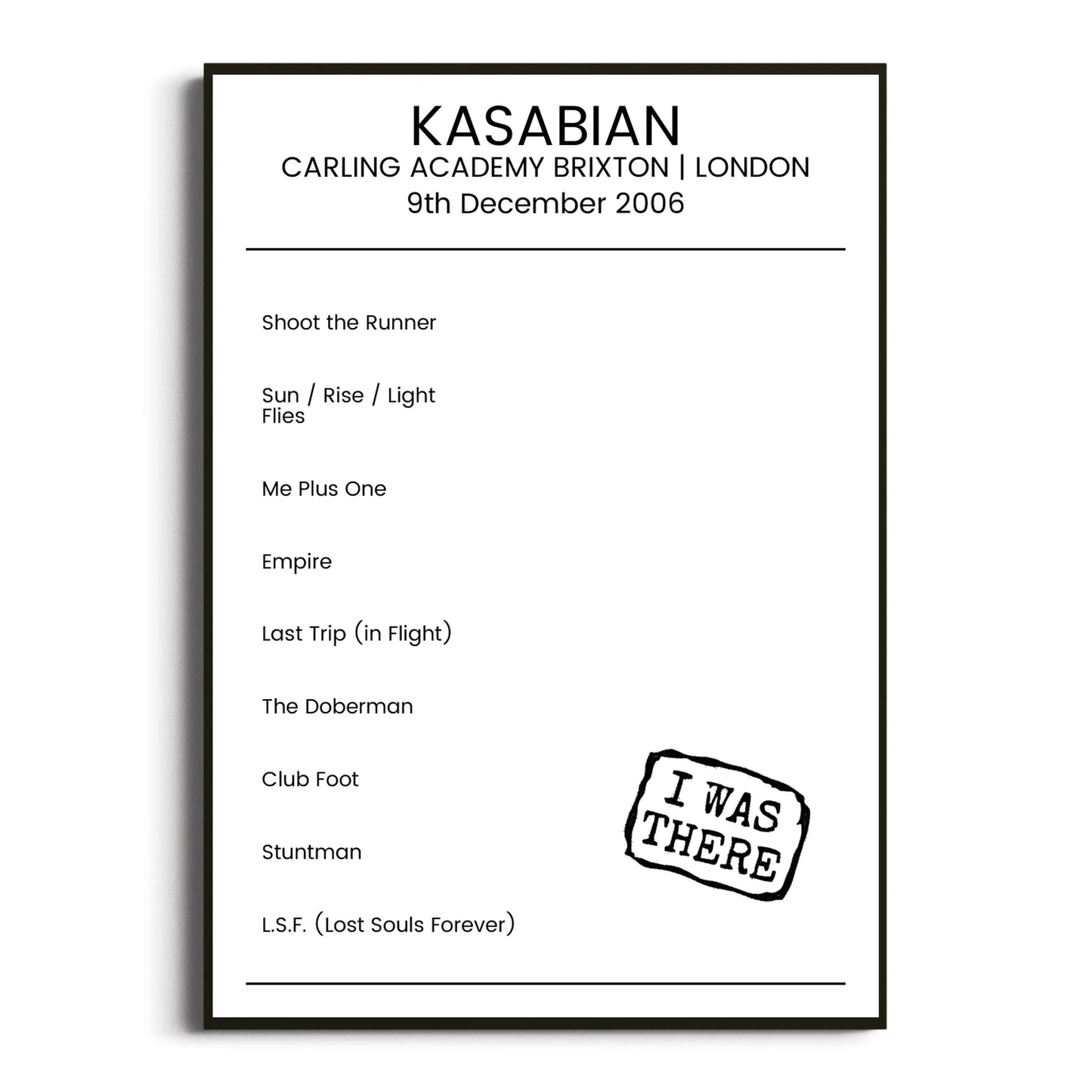 Kasabian London 09 December 2006 Setlist Poster