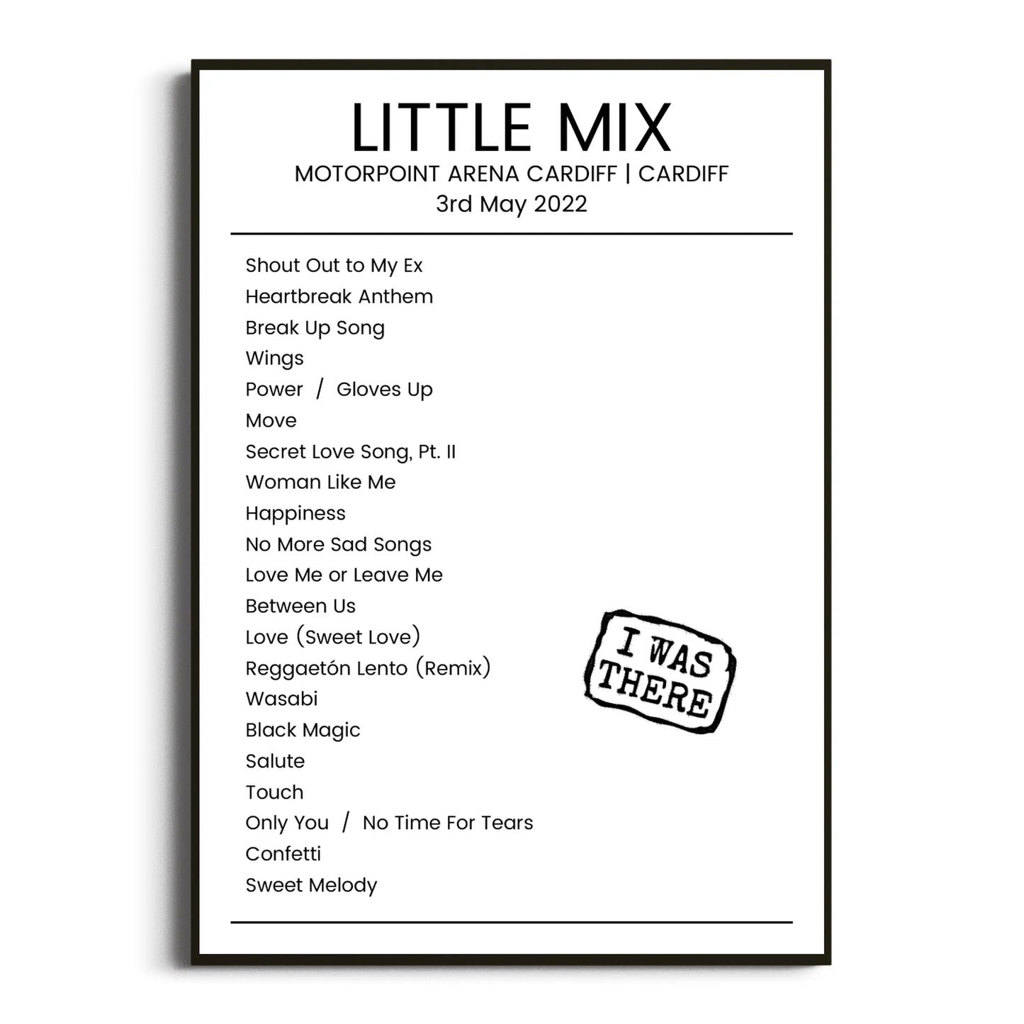 Little Mix Cardiff 03 May 2022 Setlist Poster