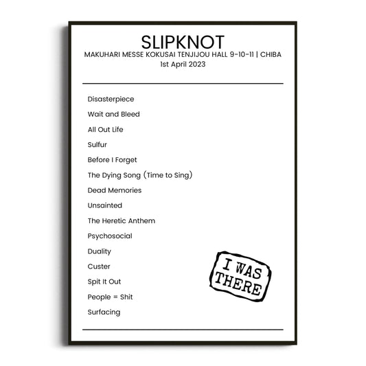 Slipknot Chiba 01 April 2023 Setlist Poster