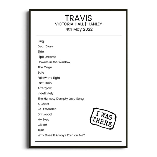 Travis Hanley 14 May 2022 Setlist Poster