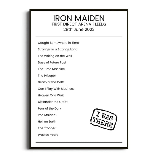 Iron Maiden Leeds 28 June 2023 Setlist Poster