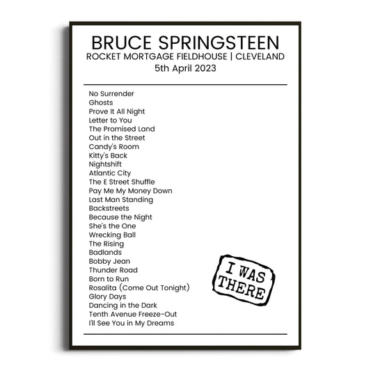 Bruce Springsteen Cleveland 05 April 2023 Setlist Poster