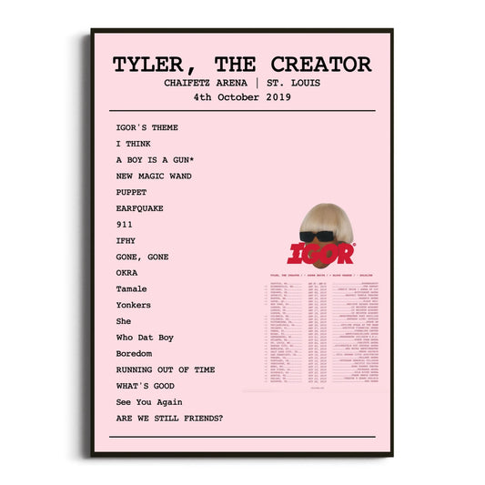 Tyler, The Creator St. Louis 04 October 2019 Setlist Poster