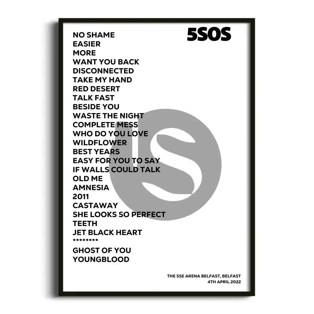 5 Seconds of Summer Belfast 4th April 2022 - Gig Setlist - Setlist