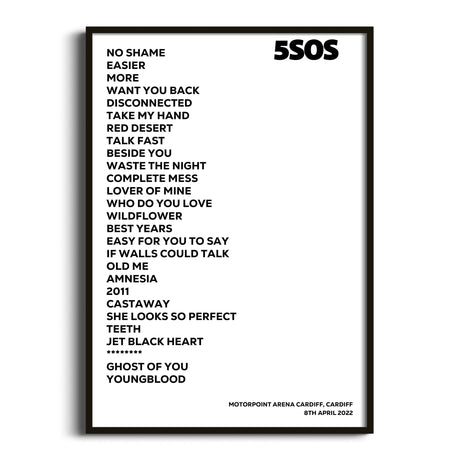 5 Seconds of Summer Cardiff 8th April 2022 - Gig Setlist - Setlist