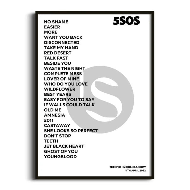 5 Seconds of Summer Glasgow 14th April 2022 - Gig Setlist - Setlist