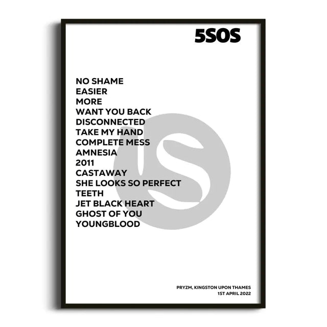 5 Seconds of Summer Kingston upon Thames 1st April 2022 - Gig Setlist - Setlist