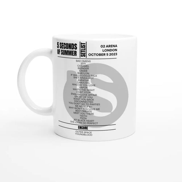 5 Seconds Of Summer London October 2023 Setlist Mug - Setlist