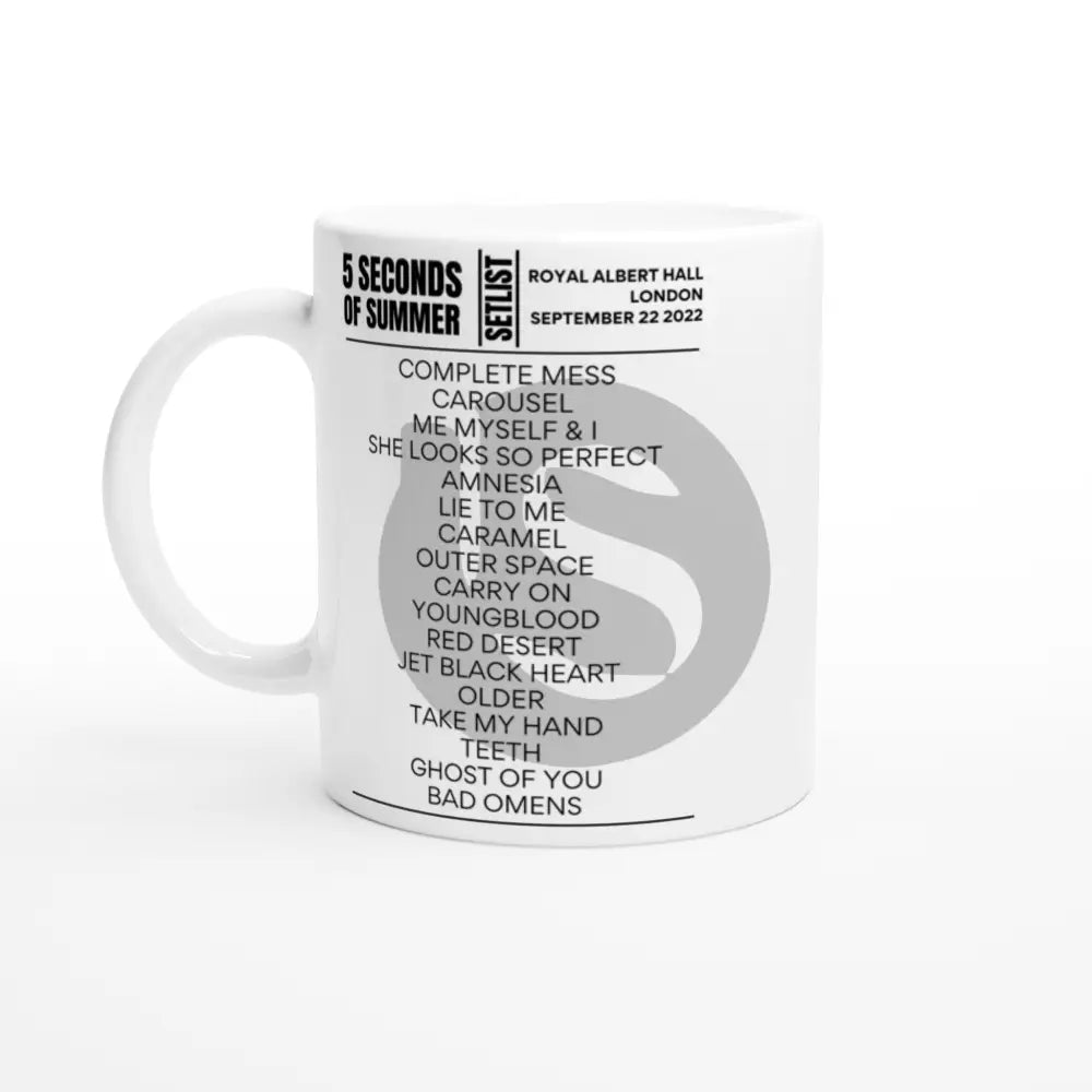 5 Seconds Of Summer Royal Albert Hall September 2022 Setlist Mug - Setlist