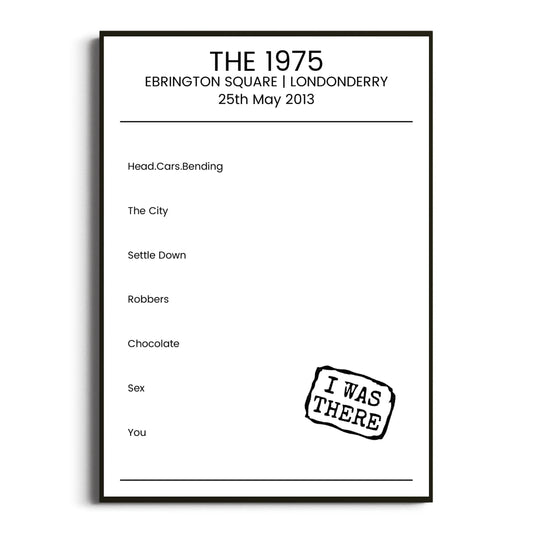 The 1975 Londonderry 25 May 2013 Setlist Poster