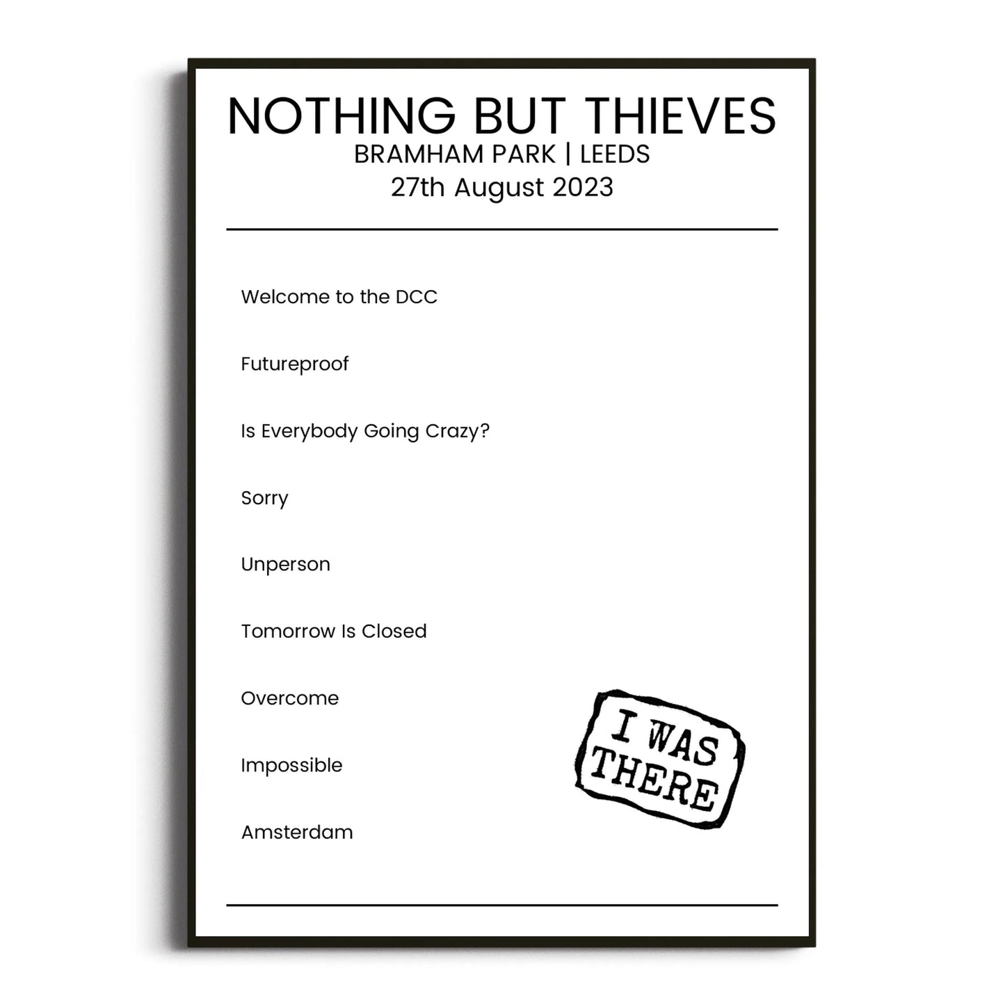 Nothing But Thieves Leeds 27 August 2023 Setlist Poster