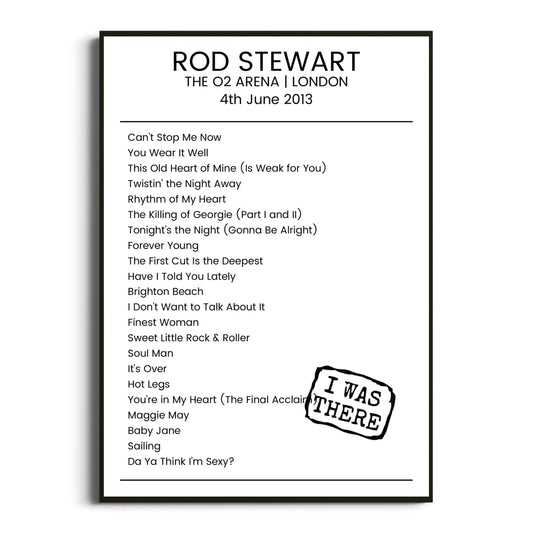 Rod Stewart London 04 June 2013 Setlist Poster