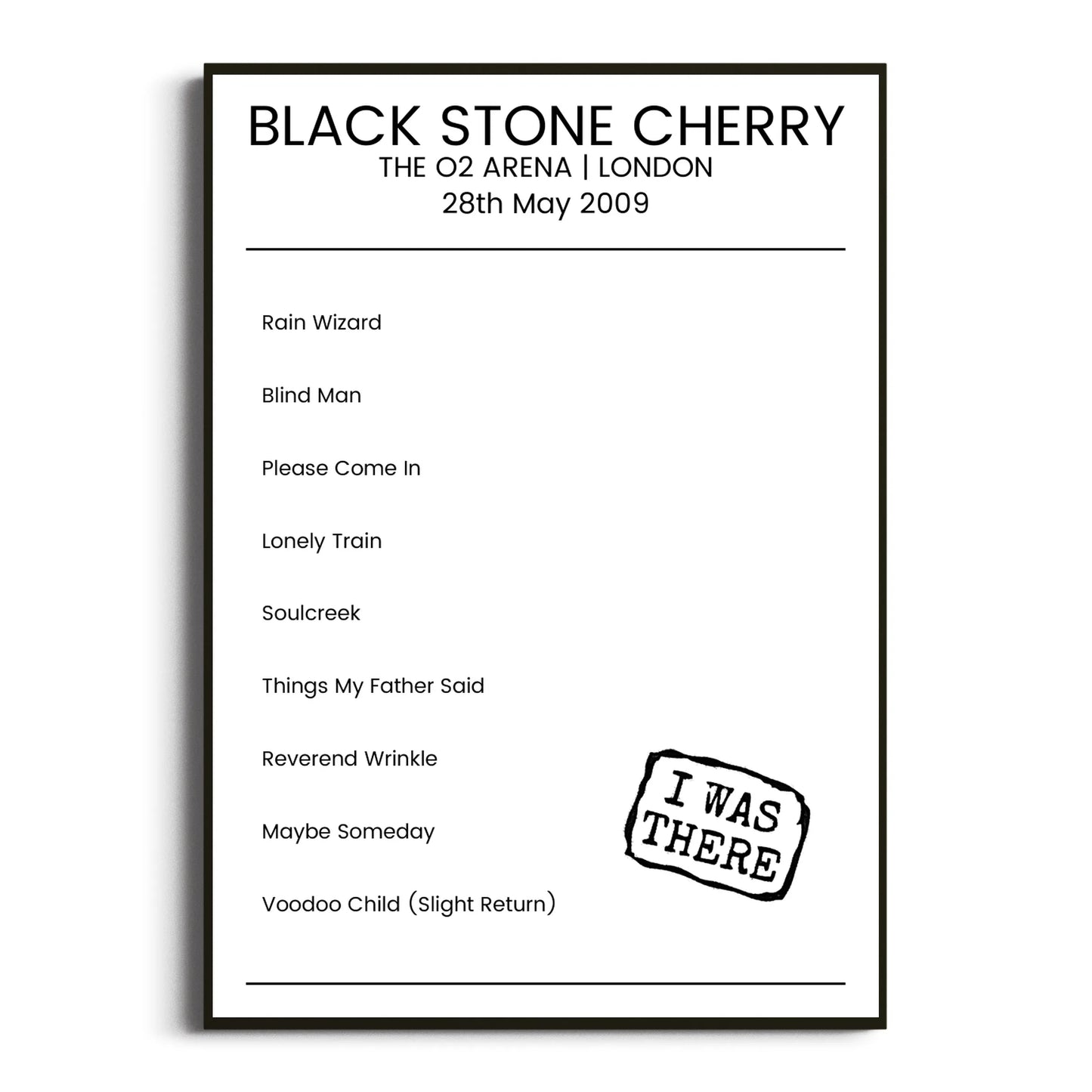 Black Stone Cherry London 28 May 2009 Setlist Poster