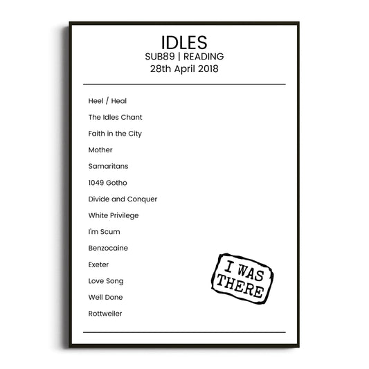 IDLES Reading 28 April 2018 Setlist Poster