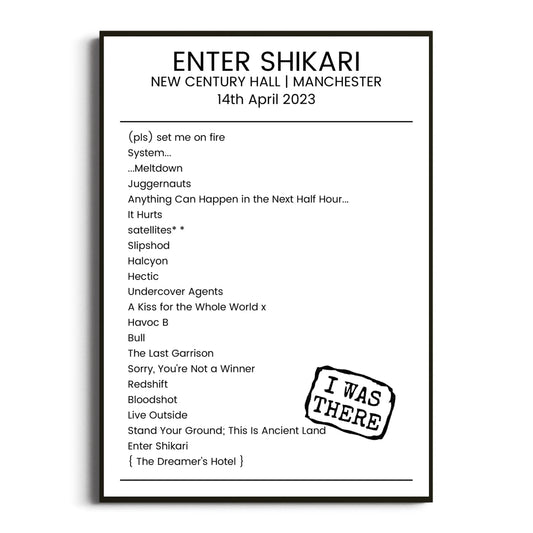 Enter Shikari Manchester 14 April 2023 Setlist Poster