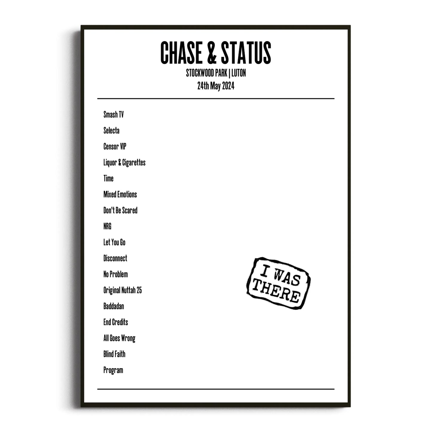 Chase & Status Luton 24 May 2024 Setlist Poster