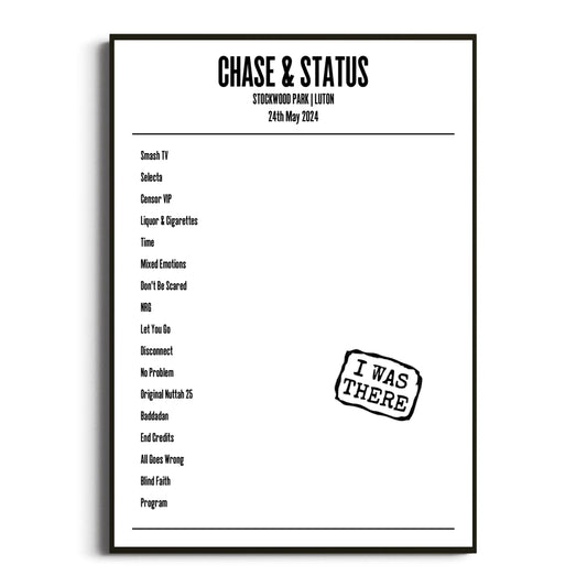 Chase & Status Luton 24 May 2024 Setlist Poster