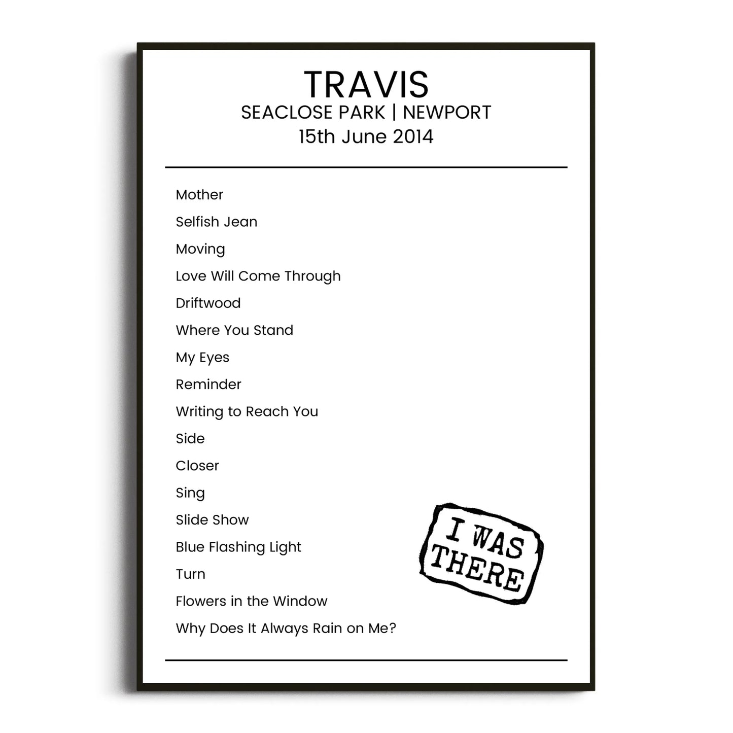 Travis Newport 15 June 2014 Setlist Poster